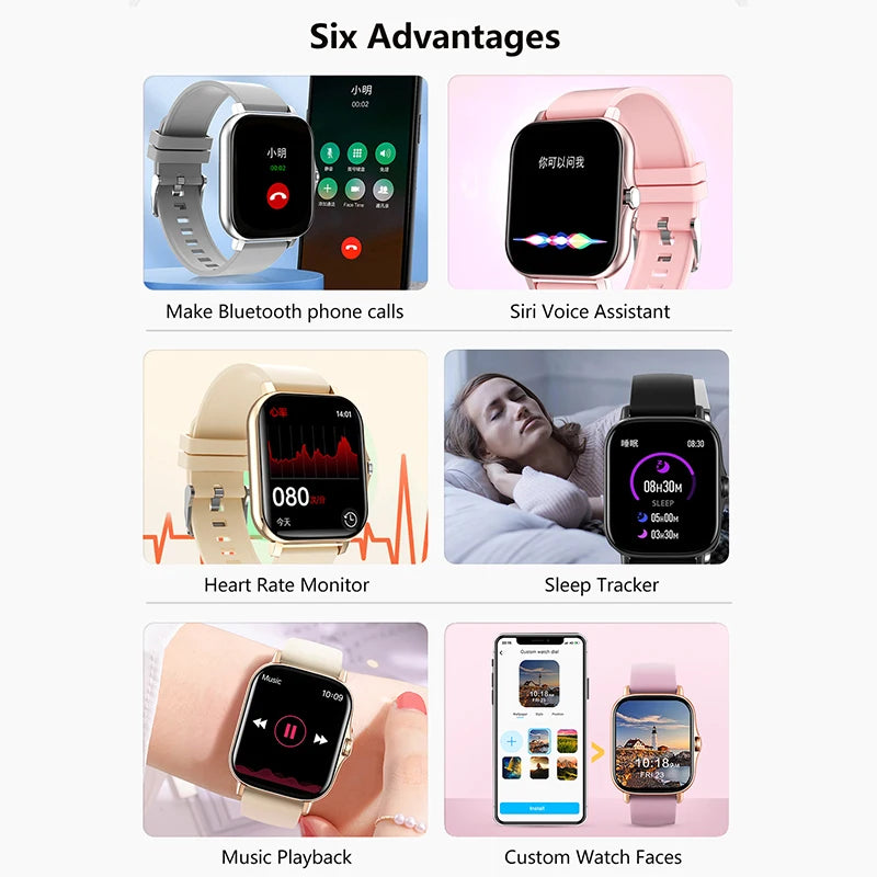 1.83" Fitness Smart Watch With Call – Heart & Sleep Tracking